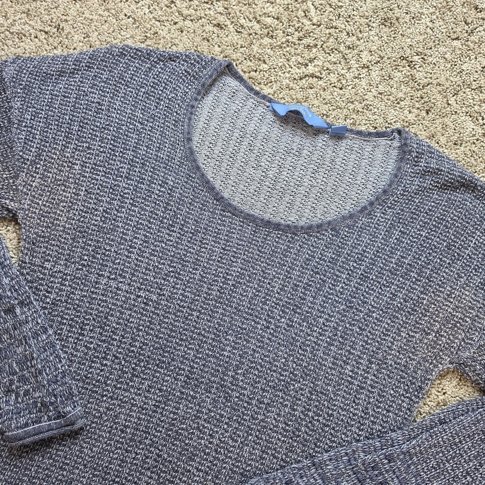Simply Vera Sweater Womens L Gray Pullover Scoop Neck Waffle-Knit Lightweight